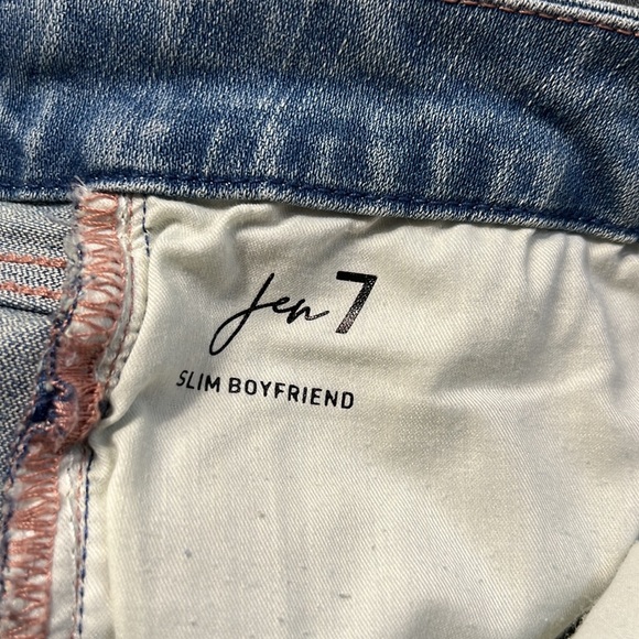 JEN7 by 7 for All Mankind Destruction Detail Roll Up Hem Slim Boyfriend Jeans - Picture 10 of 15